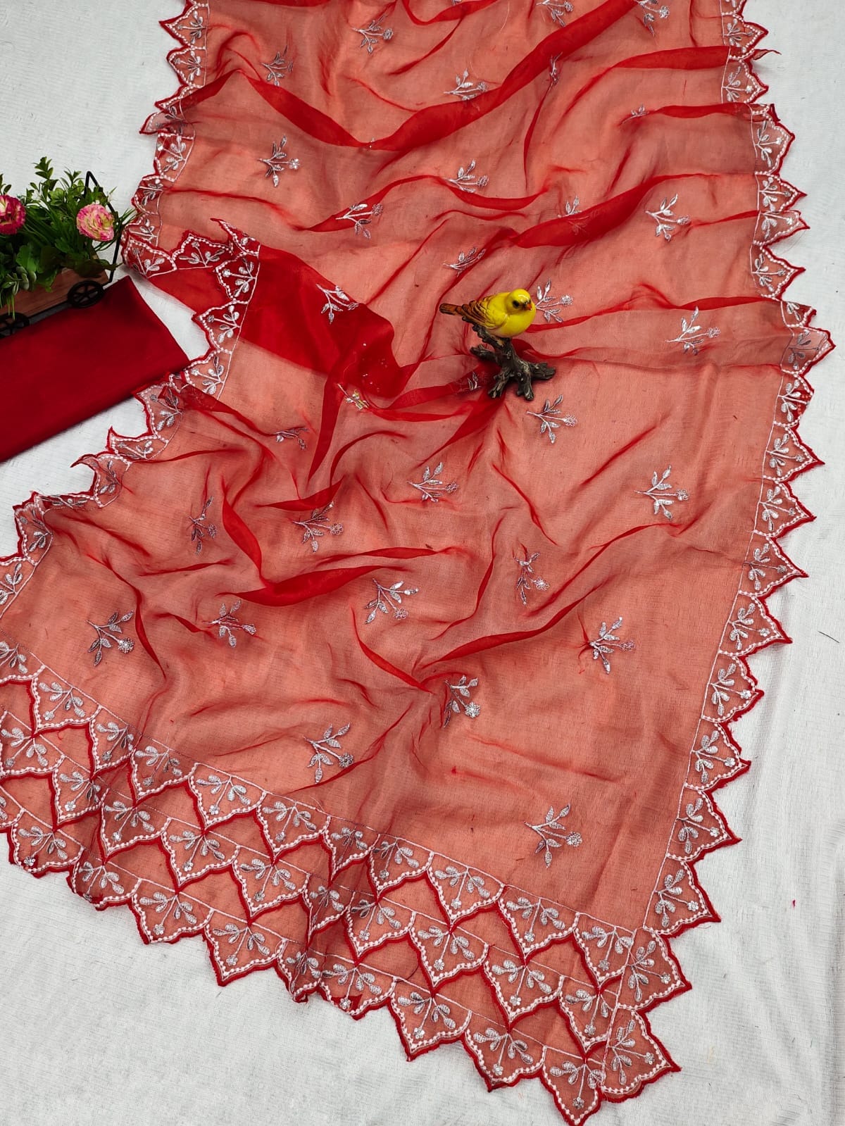 Hevy Butterfly Net With Georget Saree