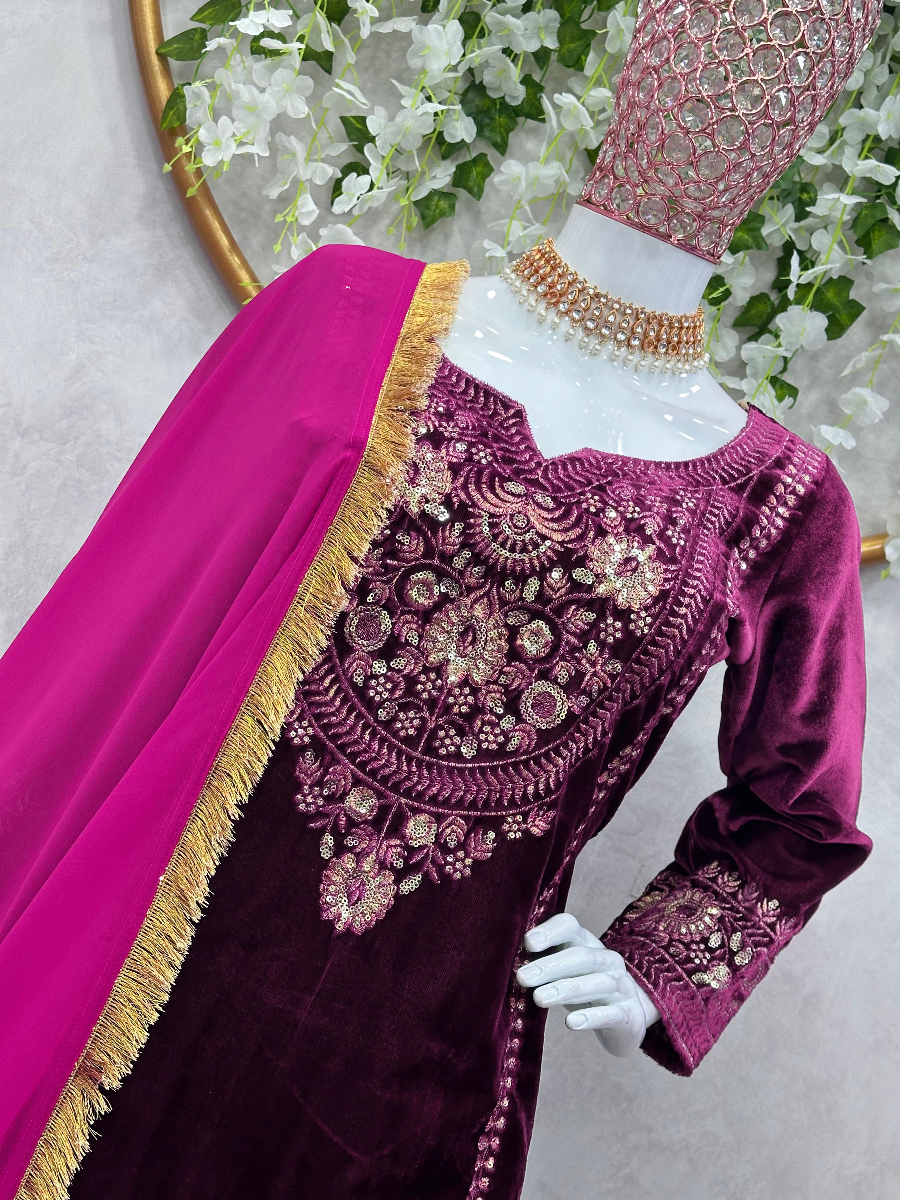 Feminine Store(By Sanna) on Instagram: “price 3850..Pure raw silk suit with  tilla heavy on patch neck sleeves half pure dupatta with tilla work”