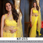 Designer Butterfly Net Yellow Saree for Haldi Function