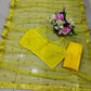 Designer Butterfly Net Yellow Saree for Haldi Function
