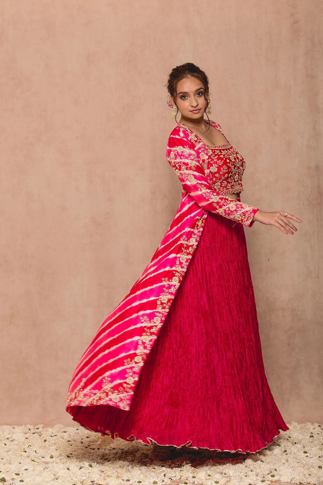 Radiate Elegance: Georgette Lehenga Set with Sequin Embroidery