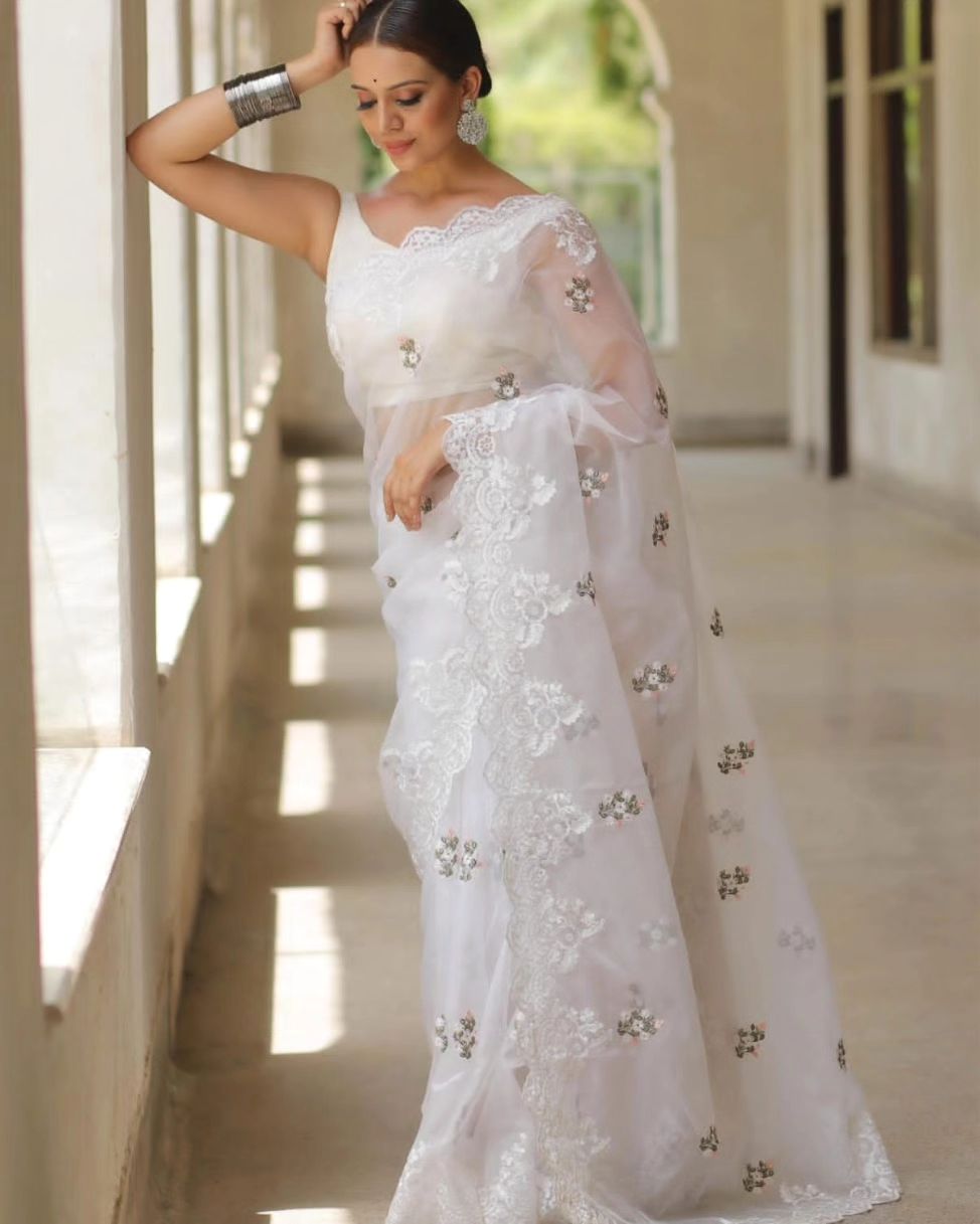 Embrace Timeless Beauty with Pure Organza Silk Saree