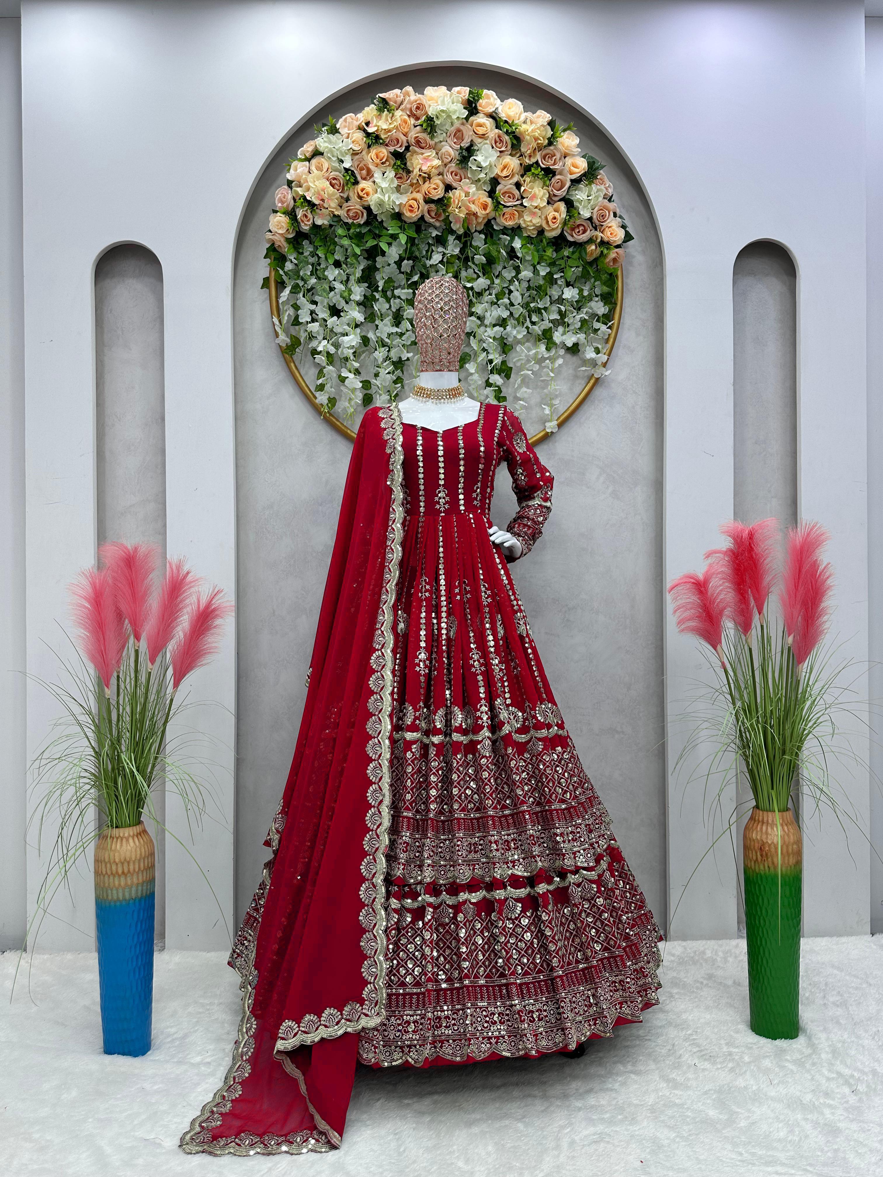 Amar Red Bridal Lehenga Dress – Zuria Dor