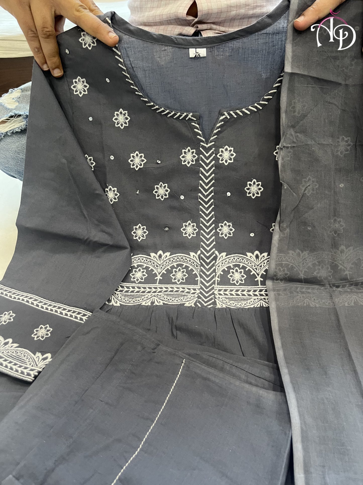 Luxurious Full Embroidery Work in Neck Kurta Set