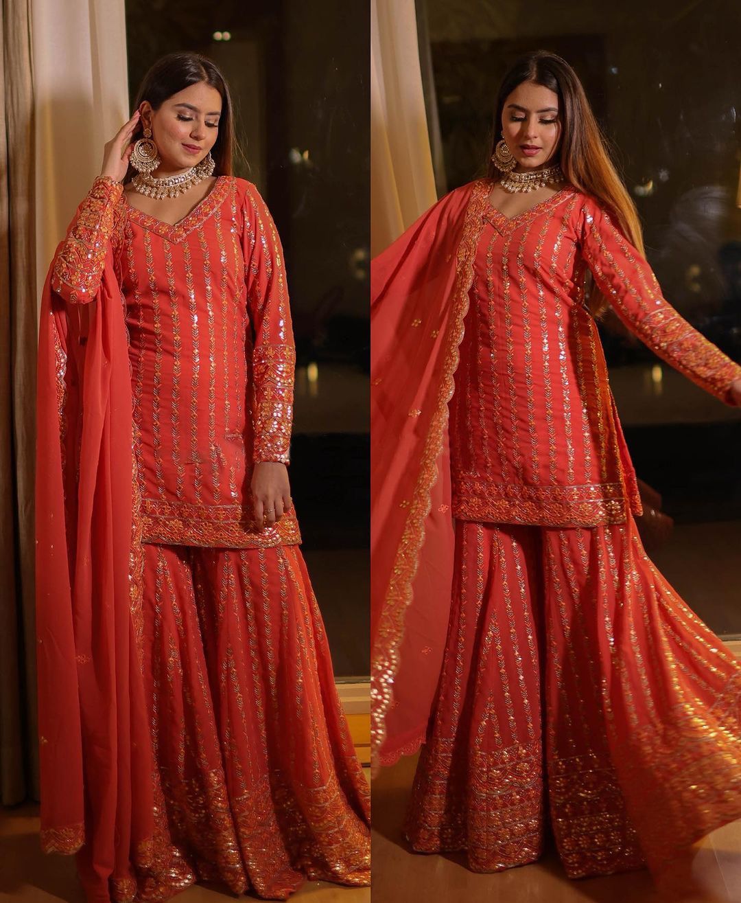 Enchanting Elegance: Faux Georgette Suit Set with Thread and Sequence Work