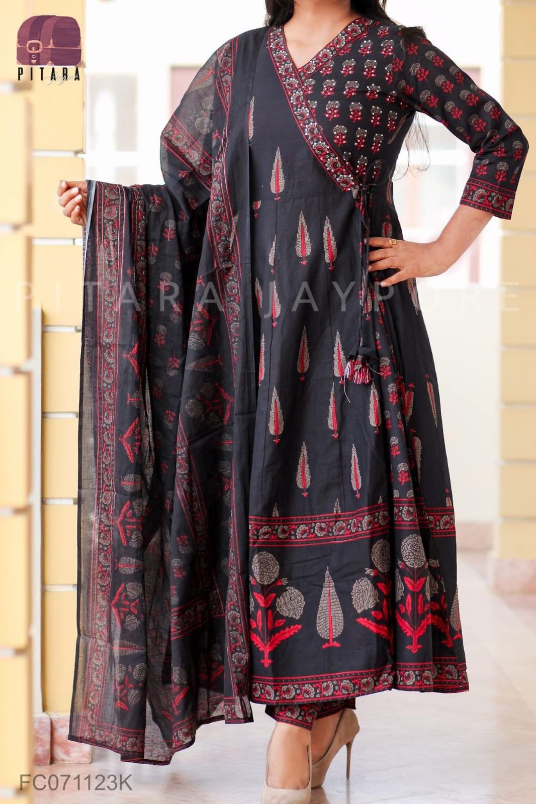 Exquisite Elegance: Hand-Embroidered Neck Design on HEAVY MULMUL Dupatta Fabric Set