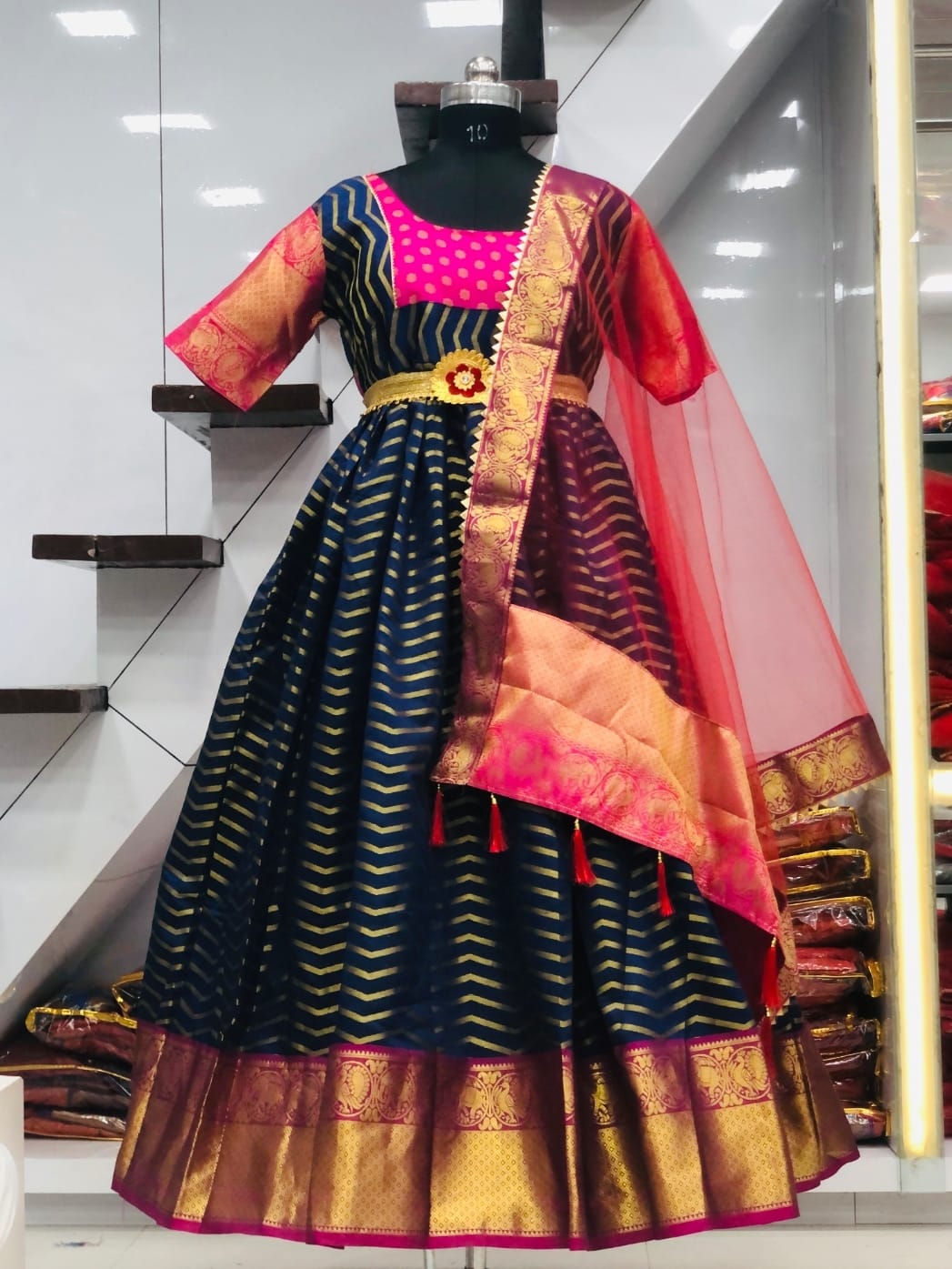 Exquisite Weaving Worked Pattu Gown