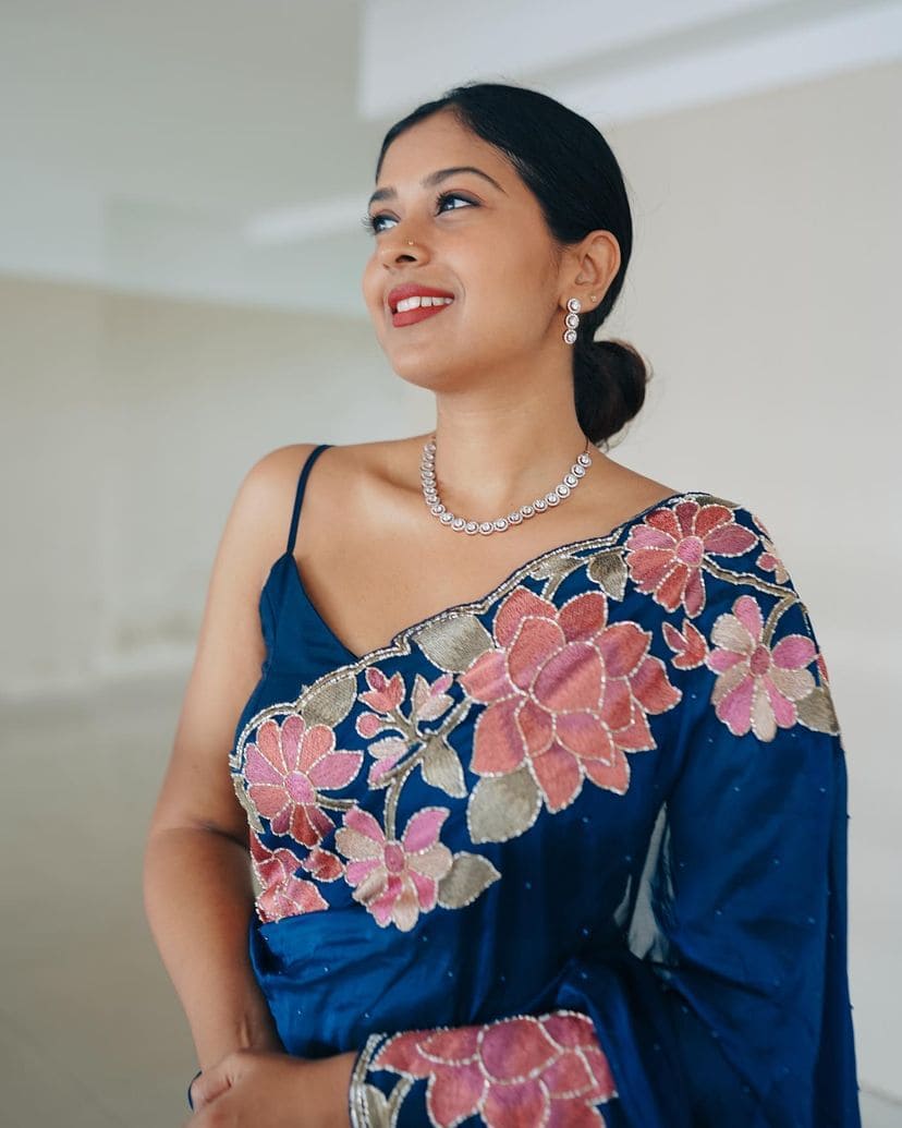 Embrace Elegance: Designer Saree in Black Rangoli Silk