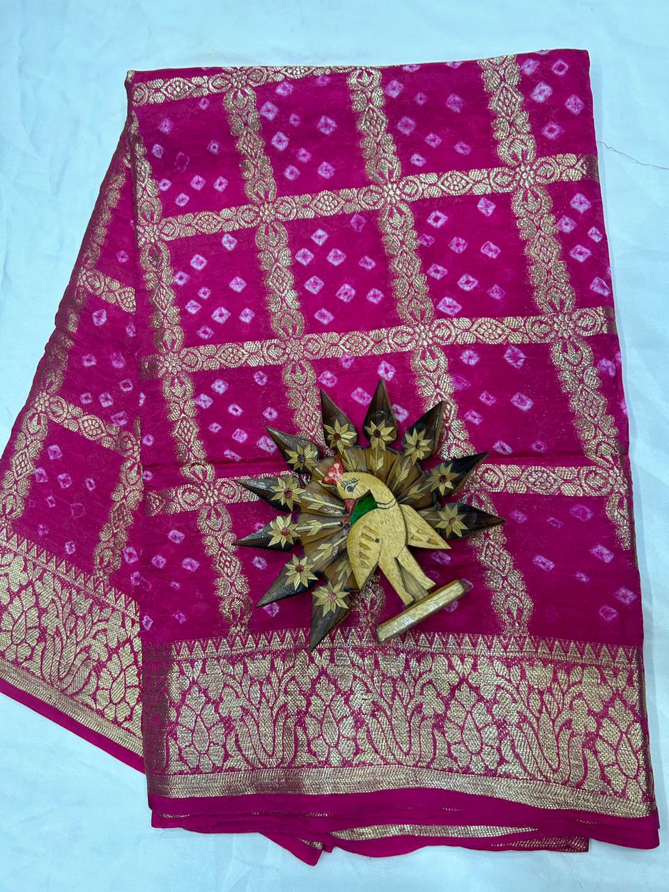 Exquisite Bandhni New Saree with Pure Aart Silk Fabric