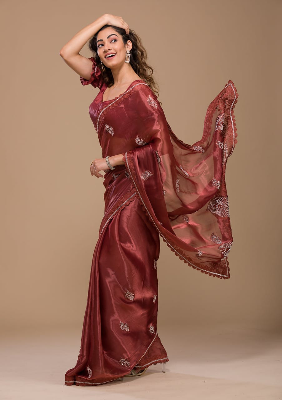 Luxurious Soft & Pure Burberry Silk Saree: A Timeless Elegance