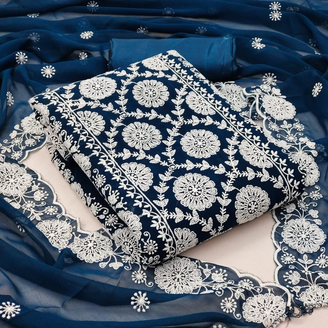Exquisite Georgette Dress Material Set: Embrace Elegance