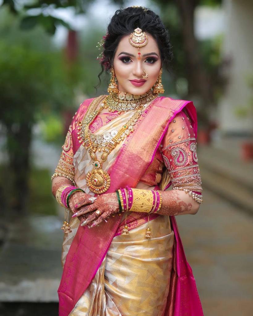 Red and White Banarasi Saree for Bengali Bride