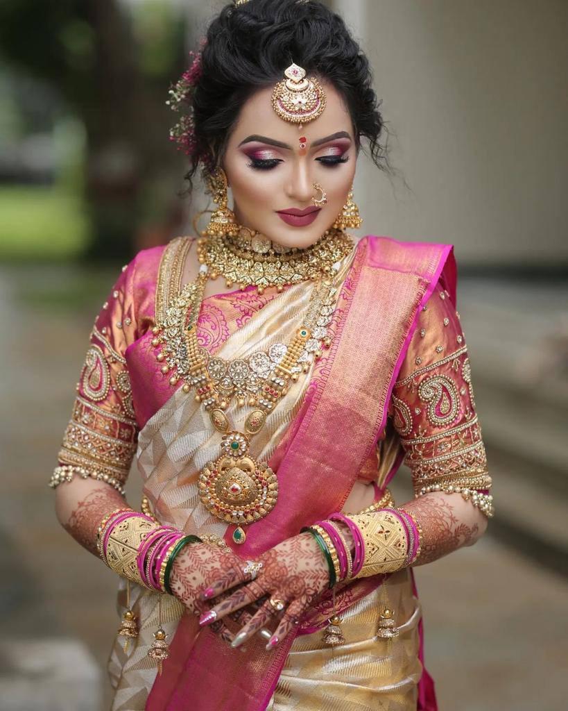 Red and White Banarasi Saree for Bengali Bride