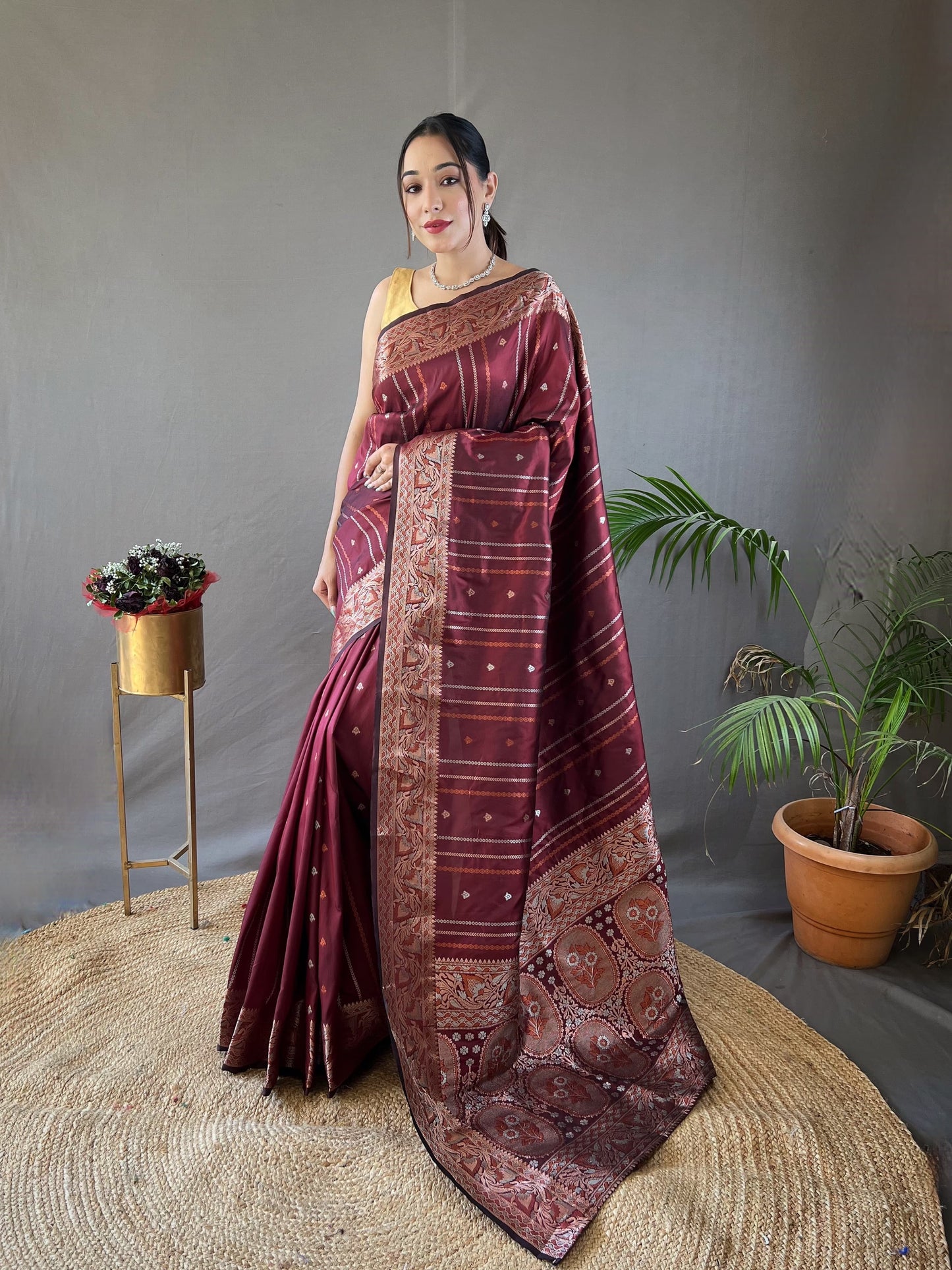 Elegant Silk Saree with Aari Work Blouse