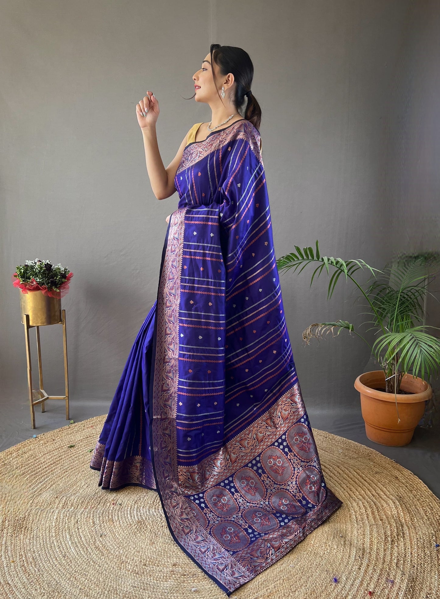 Elegant Silk Saree with Aari Work Blouse