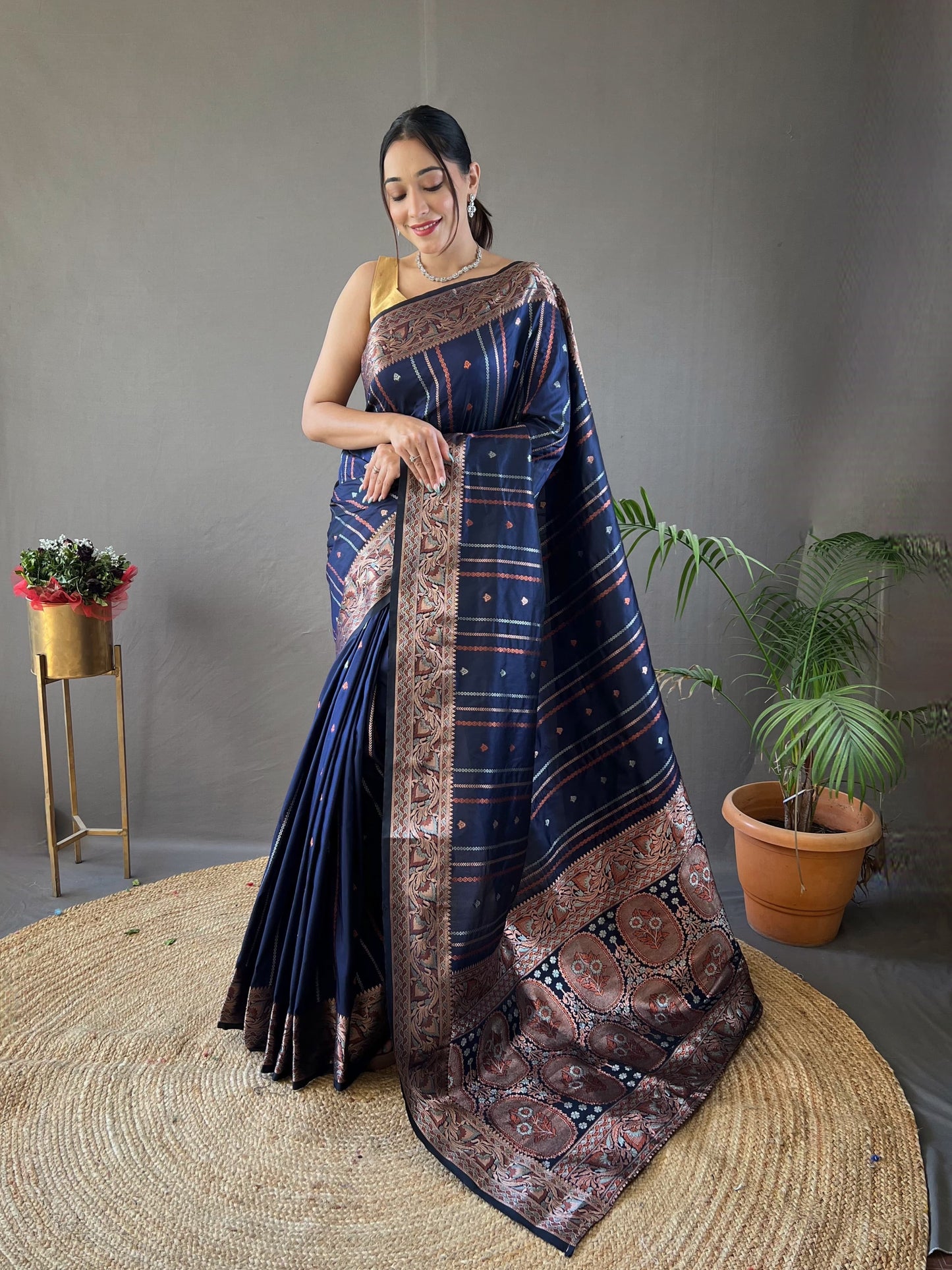 Elegant Silk Saree with Aari Work Blouse