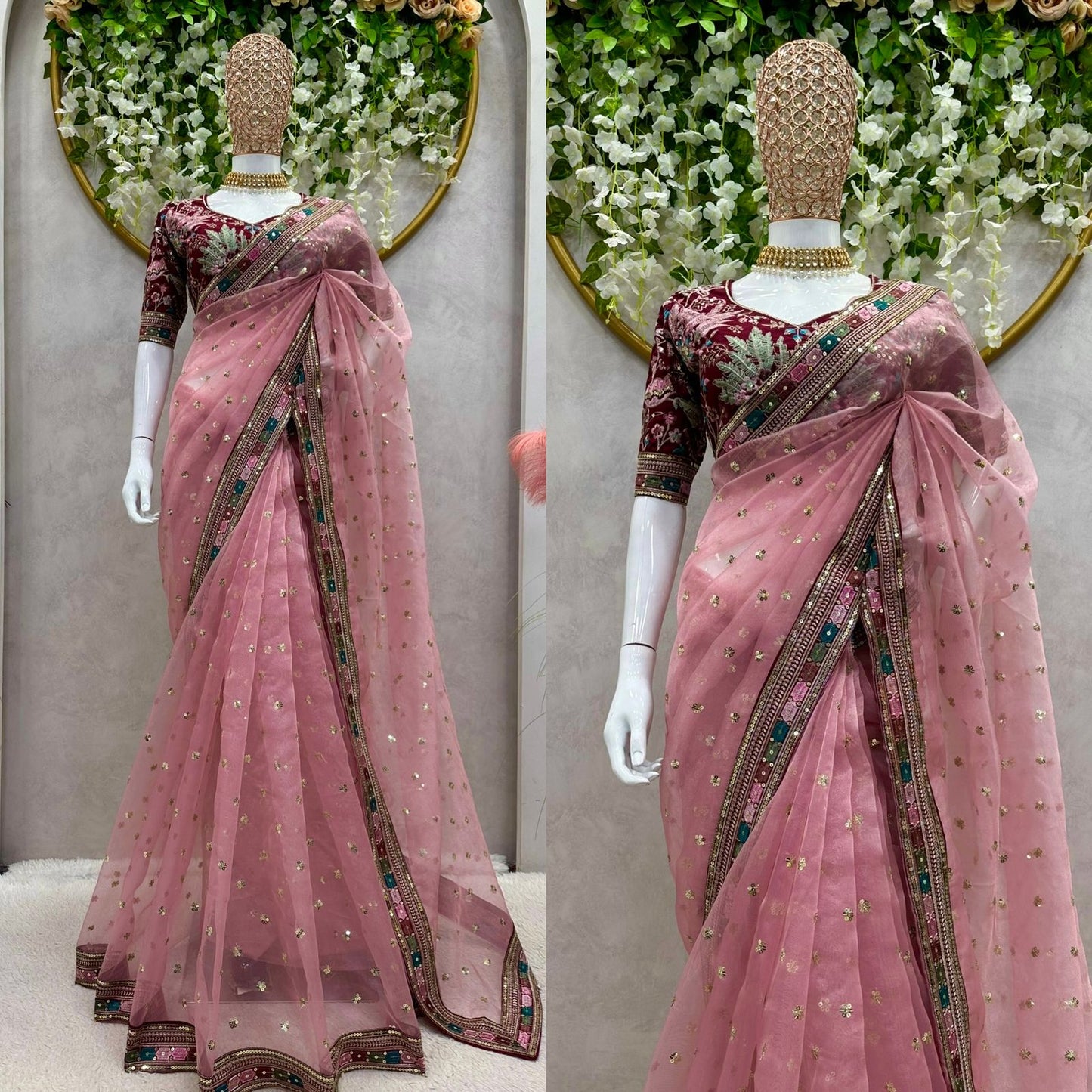 Organza saree party wear