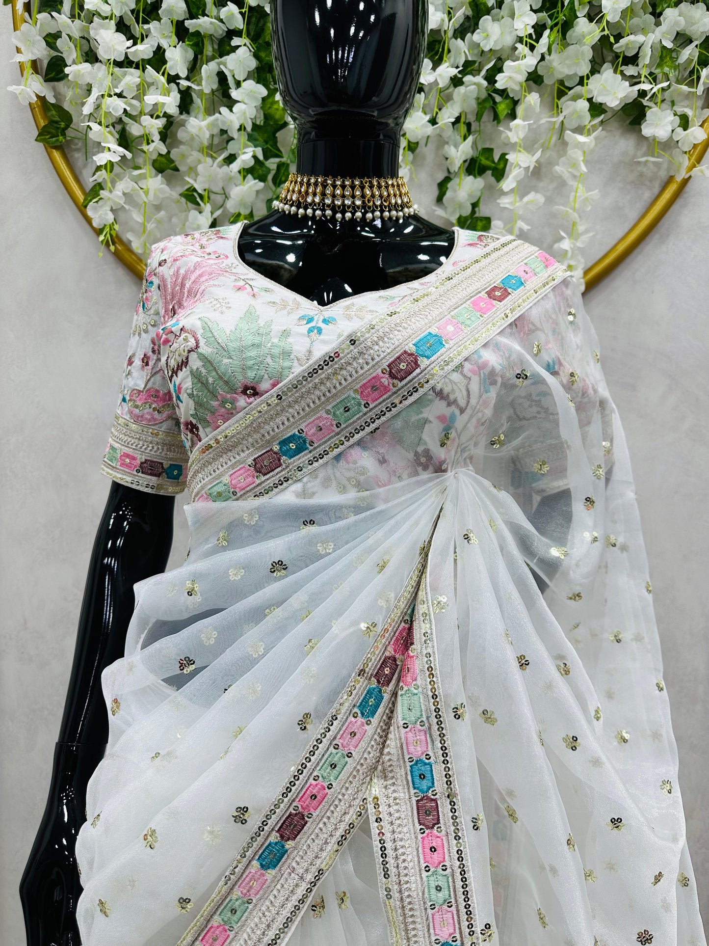 Organza saree party wear