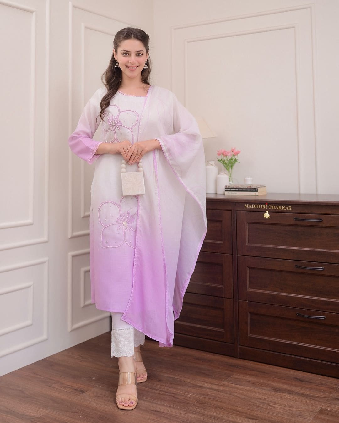 Handcrafted Motif Suit with Dupatta