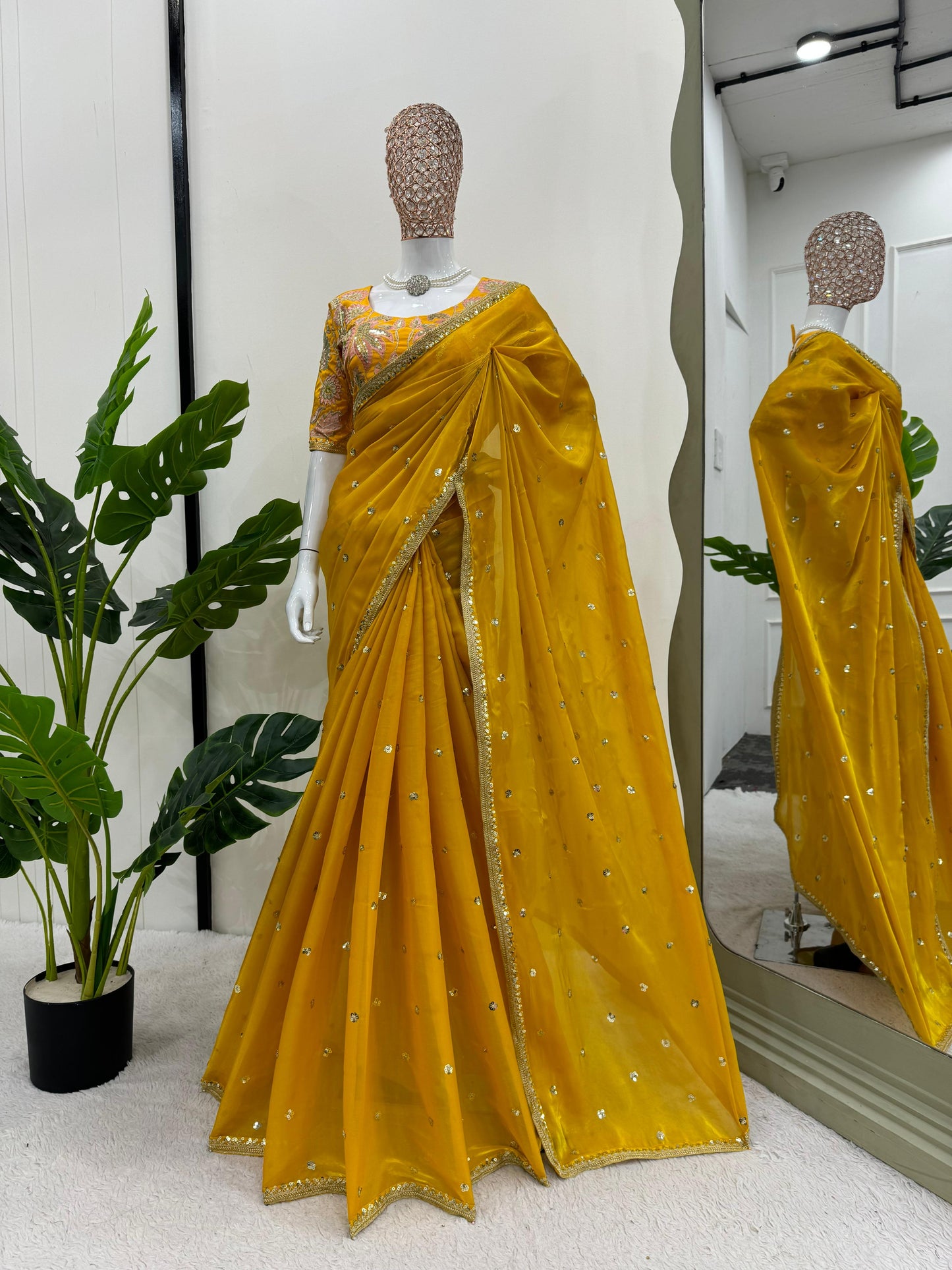 Designer Saree with Thread & Sequins Work