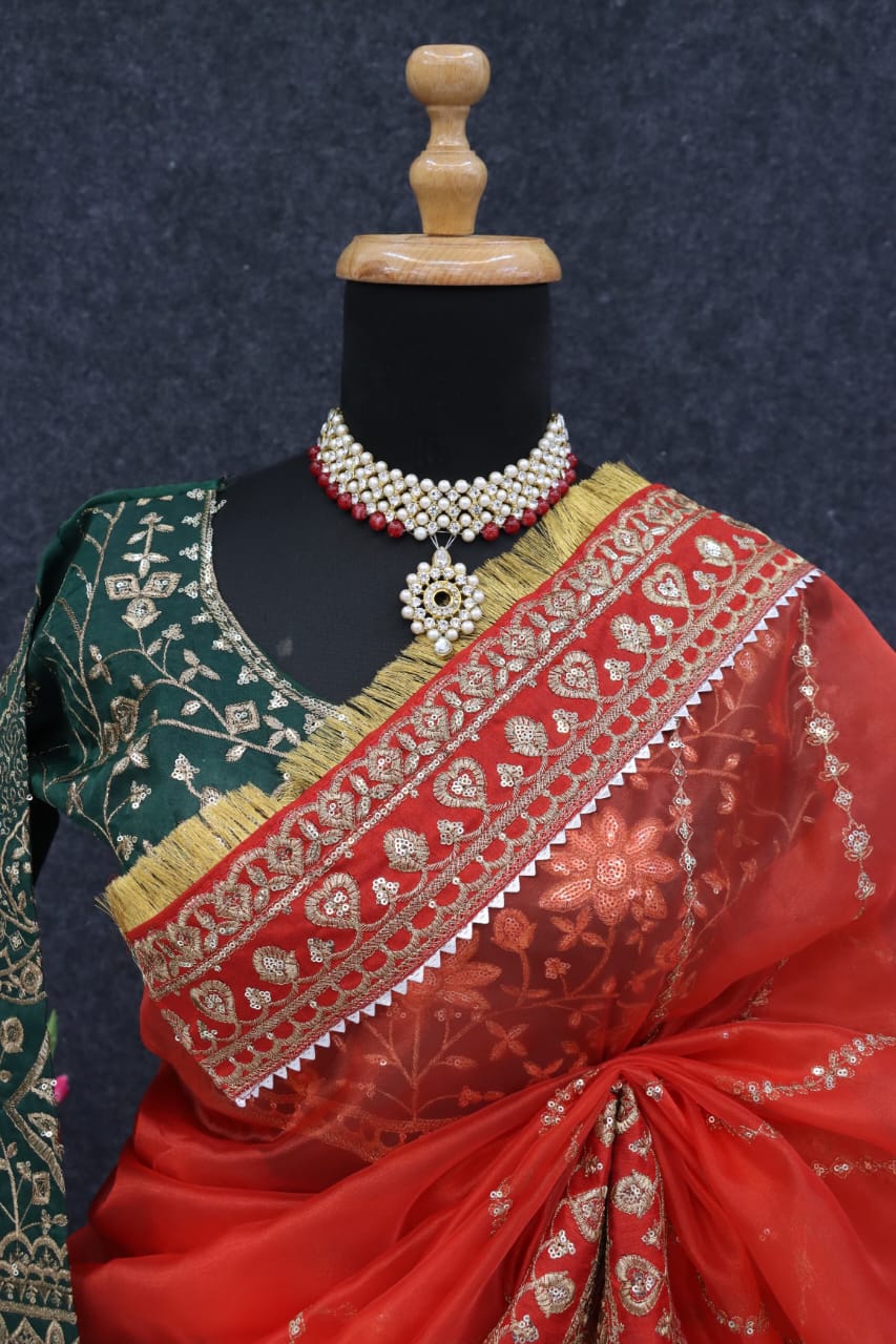 Janvi Organza Silk Saree with Heavy Work Blouse