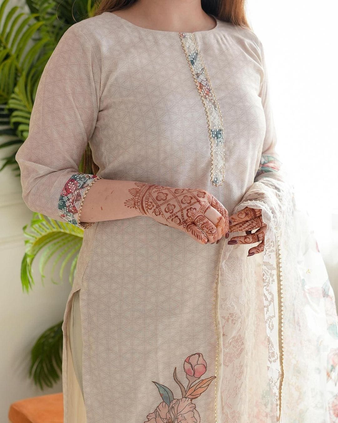 Pure Lilan with embroidery and Zari work