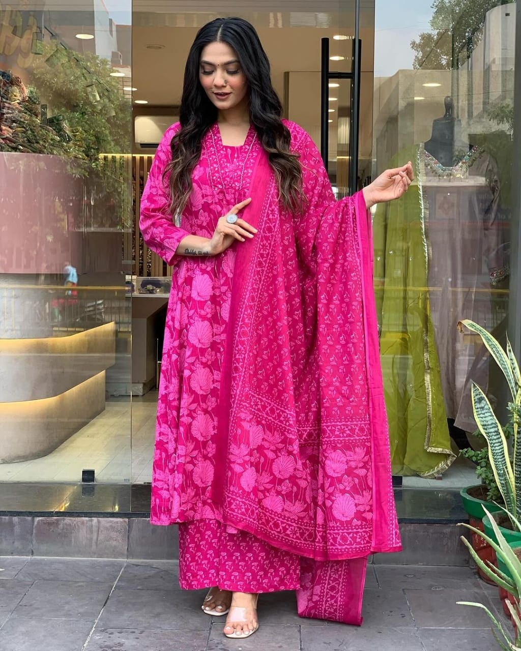 Hand embroidered cotton suit