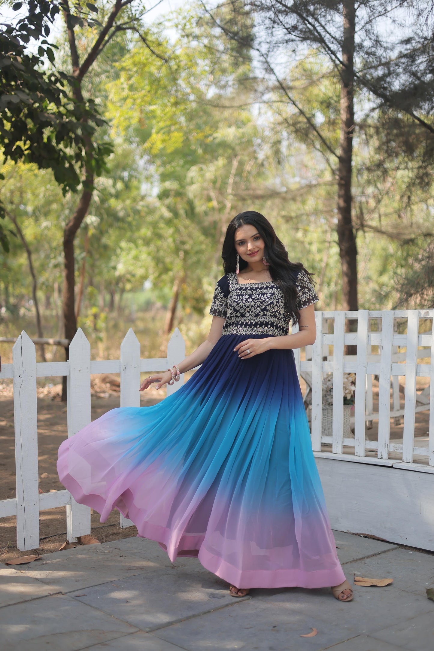 Elegant Gown with Sequins Detailing