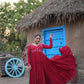 Luxury Maroon Gown with Real Mirror Work