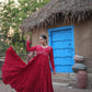 Luxury Maroon Gown with Real Mirror Work