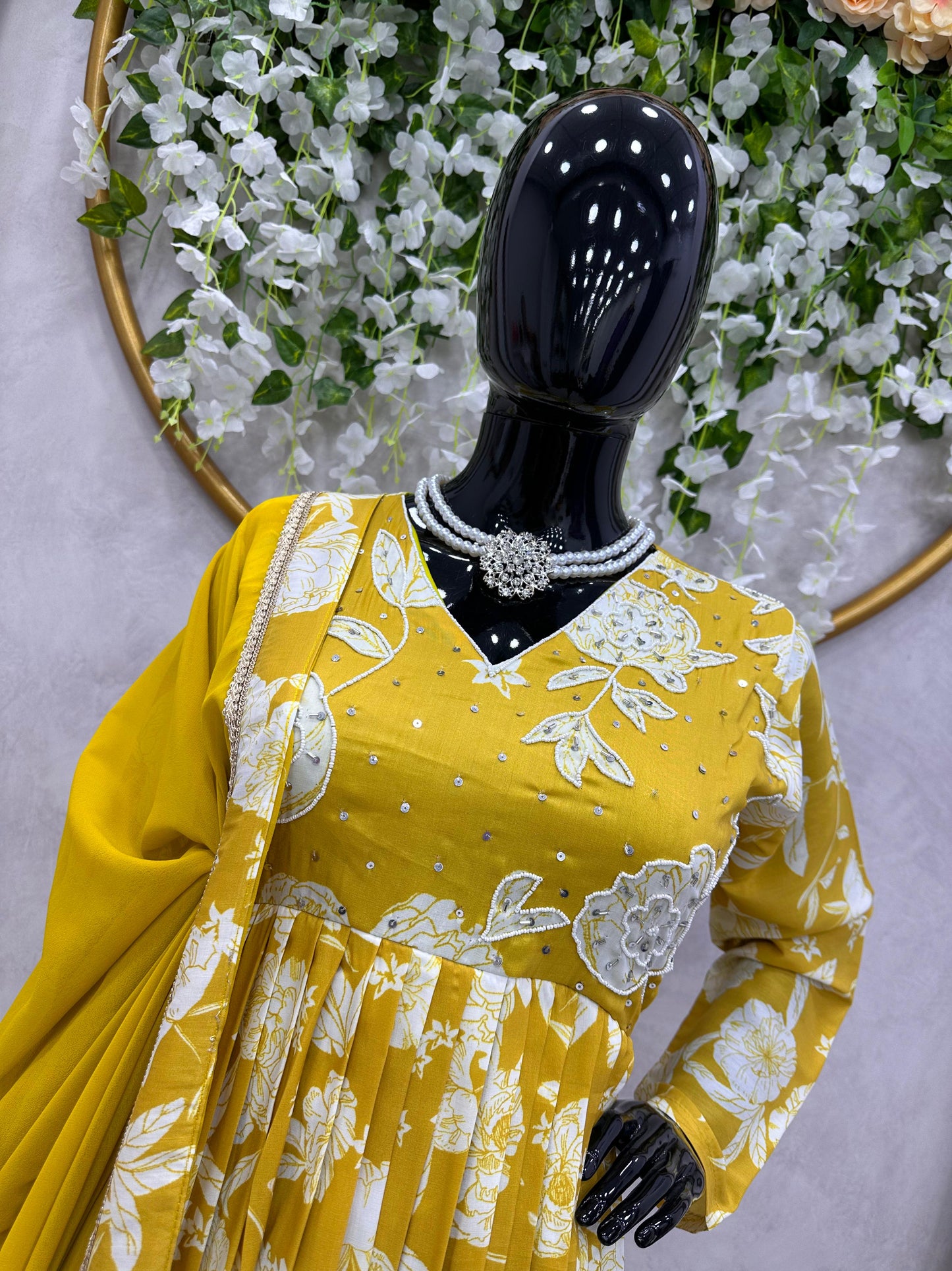 Designer Muslin Cotton Suit with Digital Print and Handwork