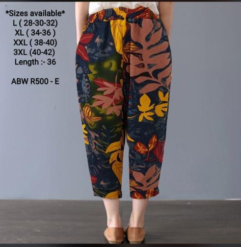 Hippie Style Floral Denim Harem Pants