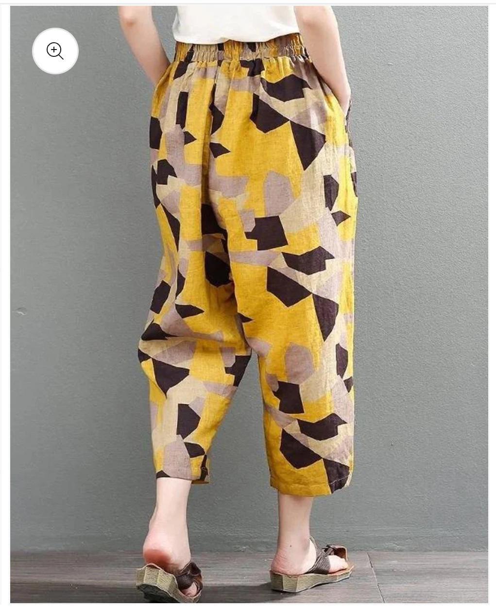 yellow Floral Print Flared Palazzos with Insert Pockets