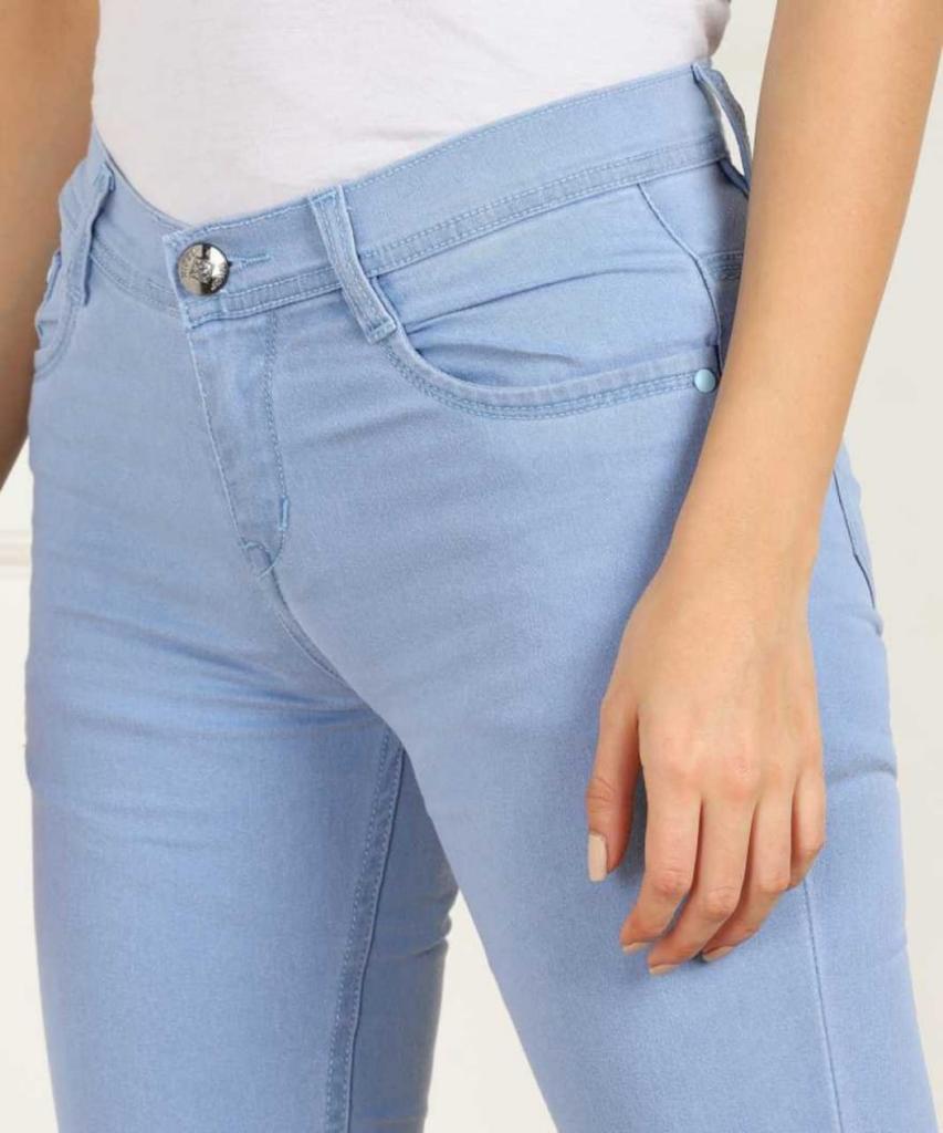 Sky Blue Women Skinny High Rise White Jeans