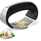 Gantavya Trending Stainless Steel Garlic Press Rocker, Garlic Presser, Manual Garlic Masher, Vegetable Fruit Mincer, Kitchen Garlic Grinder Garlic Press  (Silver, Black)