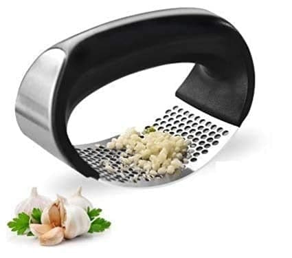 Gantavya Trending Stainless Steel Garlic Press Rocker, Garlic Presser, Manual Garlic Masher, Vegetable Fruit Mincer, Kitchen Garlic Grinder Garlic Press  (Silver, Black)