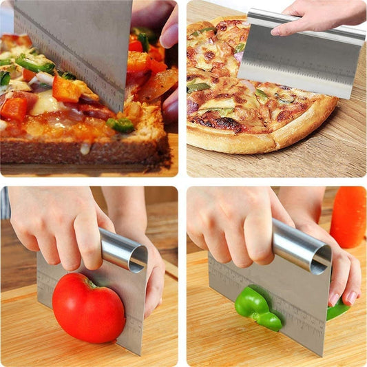 Stainless Steel Dough, Pastry Cutter, Scraper with Cutting Measuring Scale Pastry Cutter