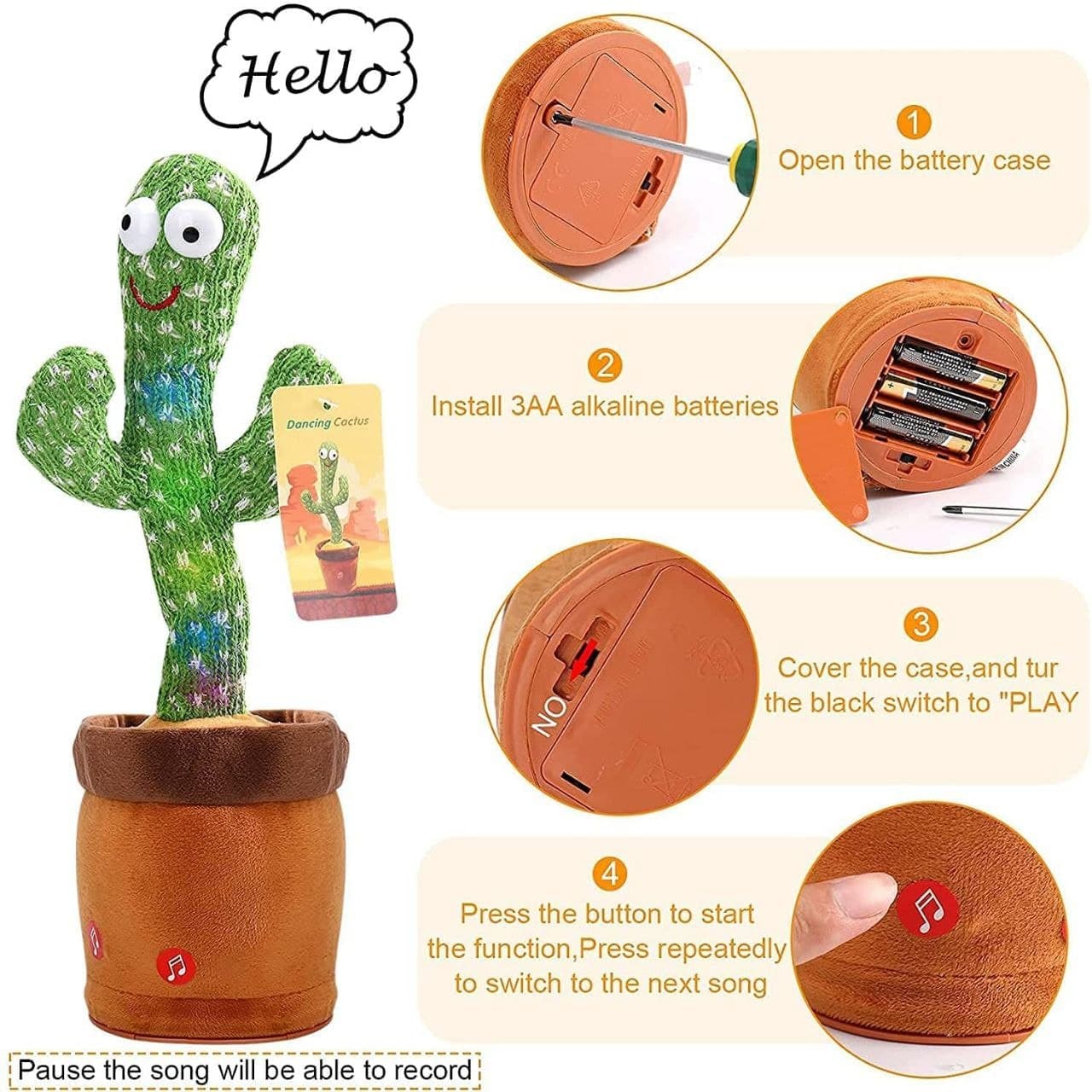 Dancing cactus Toy Talking Repeat Bluetech Singing Toy 120 Songs  (Green)