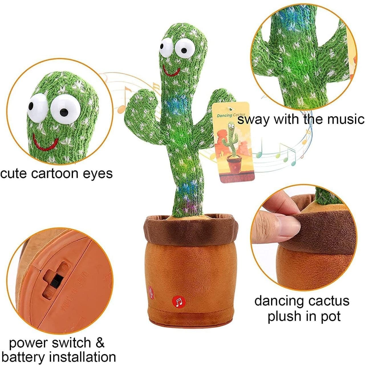 Dancing cactus Toy Talking Repeat Bluetech Singing Toy 120 Songs  (Green)