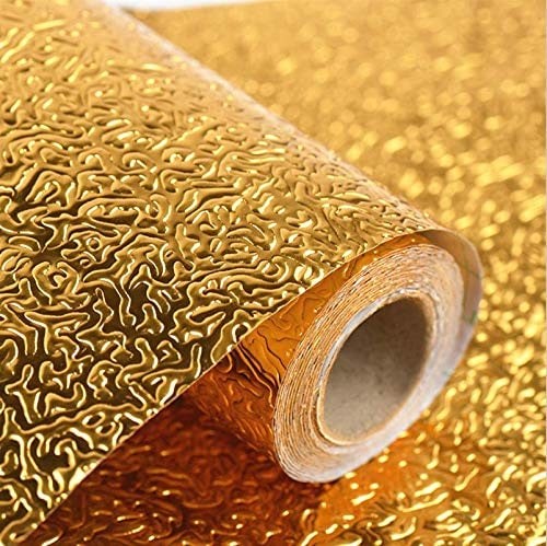 Parulenter 60 cm 60CM X 200CM Kitchen Oil Proof Aluminium Foil Stickers, Self-Adhesive Wall Sticker Waterproof Anti-Mold and Heat Resistant