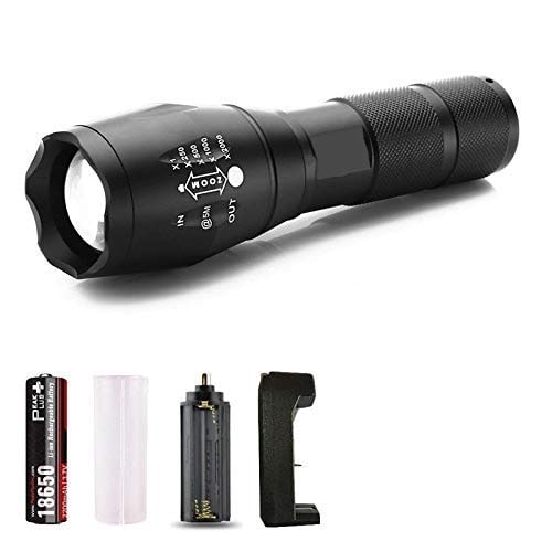 TAC Light Metal LED Torch Flashlight, XML T6 Water Resistance 5Modes Zoom Torch with Adjustable Focus with 3 AAA Battery (Emergency... Torch  (Black, 9 cm, Rechargeable