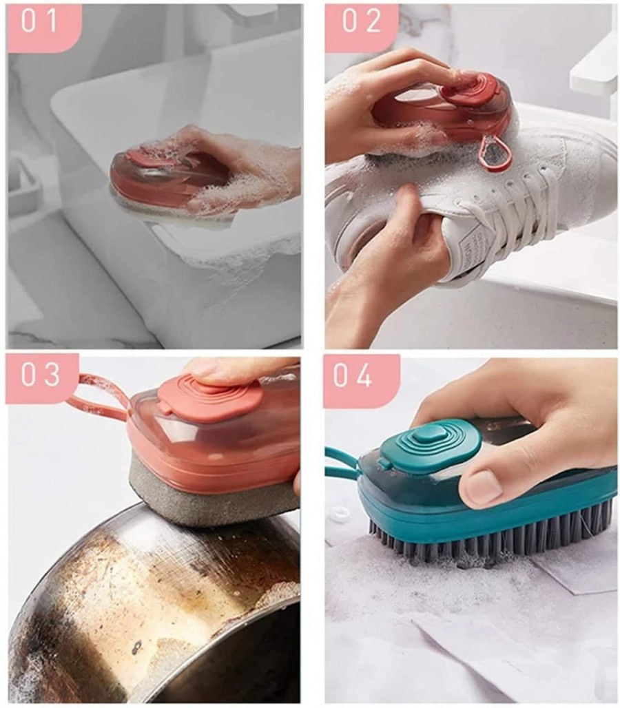 Multipurpose Scrubber Brush Automatic Liquid Adding 3 in 1 Brush  (Pack of 1)