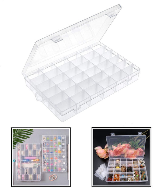 TINSUHG 36 Grids Multi Purpose Box Adjustable Organizer Makeup and Jewellery Vanity Box 36 Grids Clear Plastic Storage Box Vanity Box