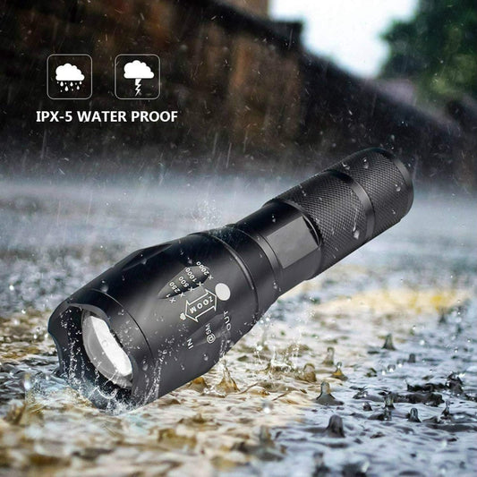 TAC Light Metal LED Torch Flashlight, XML T6 Water Resistance 5Modes Zoom Torch with Adjustable Focus with 3 AAA Battery (Emergency... Torch  (Black, 9 cm, Rechargeable