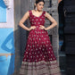 Indian Beautiful Maroon georgette anarkali gown with Pant and Dupatta, Beautiful Indian Ethnic 3 piece Dress Set Readymade gown