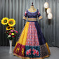 Navy Blue Cotton Festival Wear Digital Printed Lehenga Choli