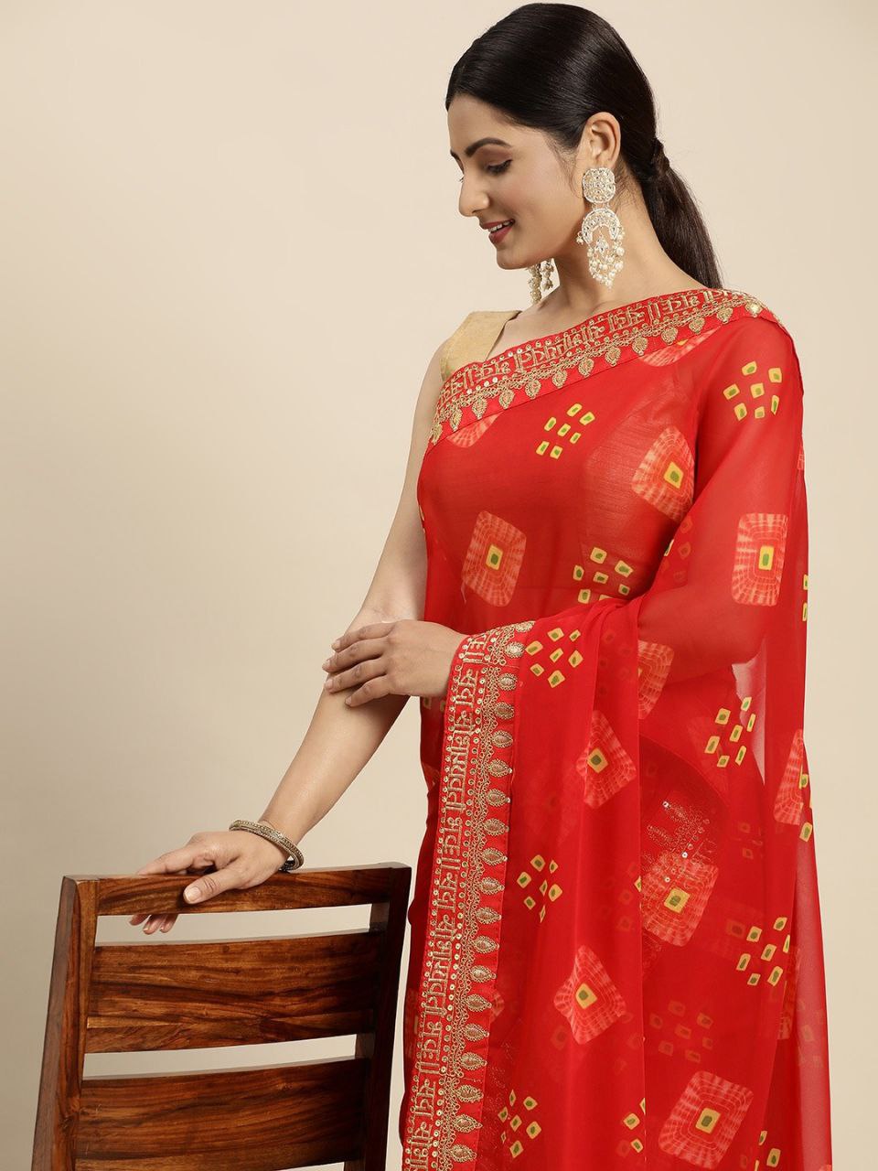 Women's Red Embroidered Sarees Collection at Soch India