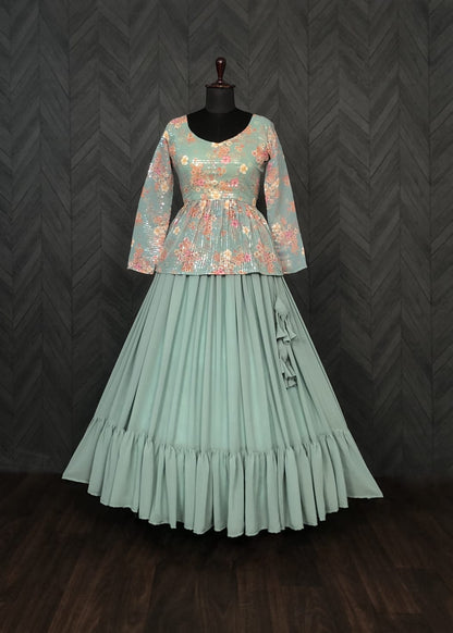 Premium Designer Sequins Embroiderd Readymade Lehenga choli Set