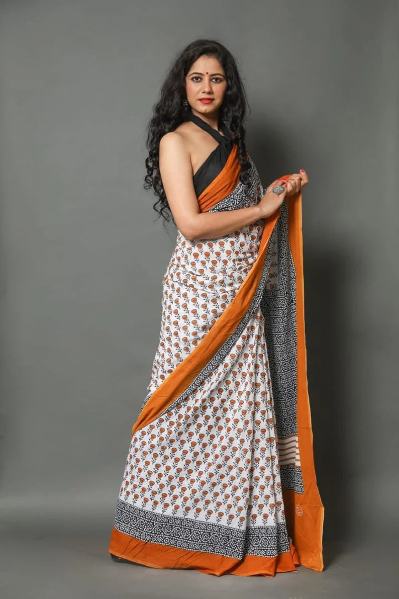 Beautiful Heavy Cotton Printed Saree - Dharti Bandhani