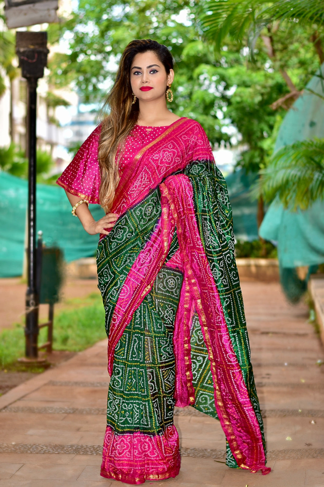 Beautiful Block Print Bandhani Saree